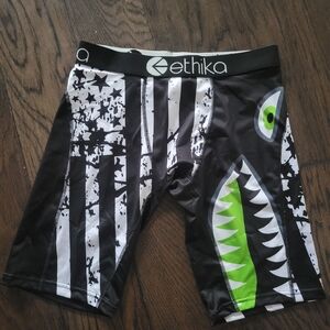 Ethika Men's Black and White Shark Swim Trunks